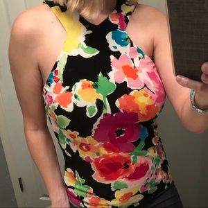 Floral Cut-in Neckline Tank Top